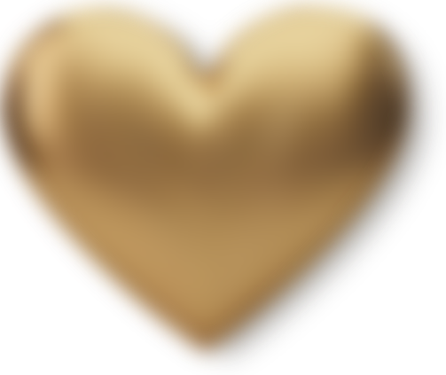 Gold Heart Isolated on White